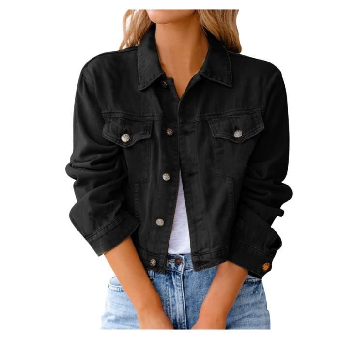 Blouson Femme AUTREMENT Perfecto Bomber en Denim Noir