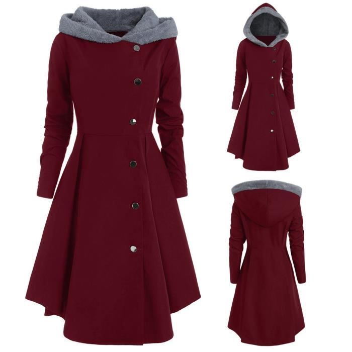 Manteau Long Asymétrique Femme LILITH - Taille XL (42 Fr) - Marron Microfibre, Parfait état