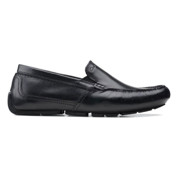 Clarks Baskets Homme - CLARKS - MARKMAN - Cuir Noir - Talon Plat - Lacets