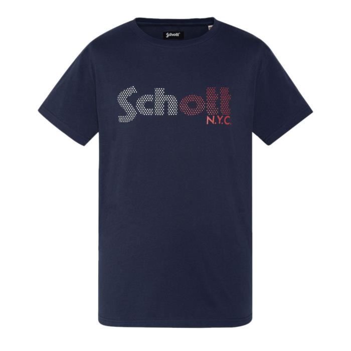 Schott TSUSTOUR Herren T-Shirt In Weiß - Klassischer Baumwoll-Shirt Mit Brustdruck