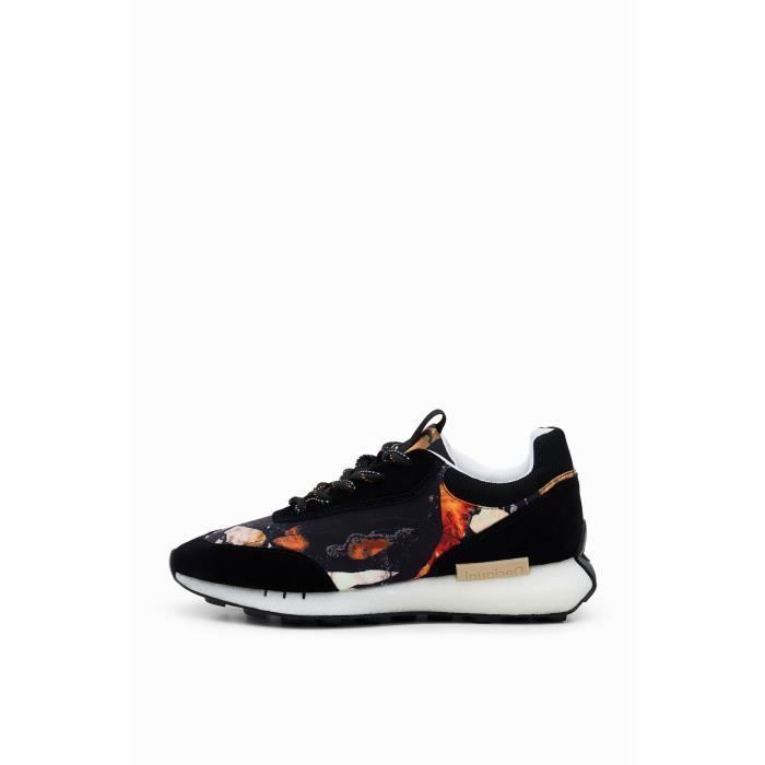 Desigual Baskets - DESIGUAL - Jogger Sport - Noir - Textile - Plat - Imprimé effet minéral