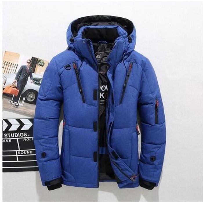 manteau chaud à capuche fermeture éclair doudoune veste homme imperméable  hiver