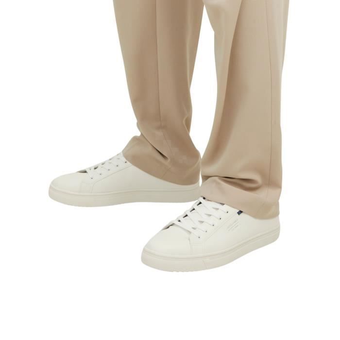 jack & jones Baskets - JACK & JONES - Bale - Similicuir - Blanc - Lacets - Confortable