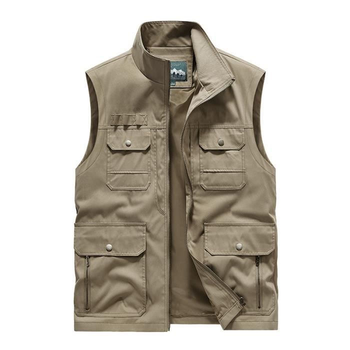 Gilet De Pêche Outdoor Pour Homme, Taille M, Marron, Léger, Plein De Poches