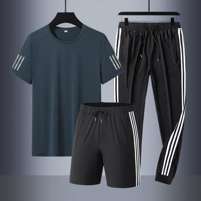 Ensemble Survêtement Homme 2 Pièces été | T-shirt Manches Courtes + Short Sport | Coupe Slim Décontractée
