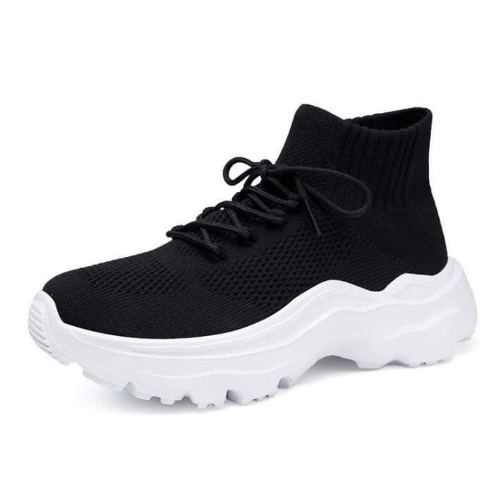 INSFITY Baskets Femme Maillage Aération Anti-dérapant - Noir blanc