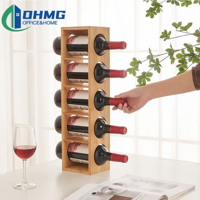 HSTURYZ Meuble Range Bouteille Porte-Bouteilles À Cinq Compartiments Bois Massif Placé Verticalement Ou Horizontalement
