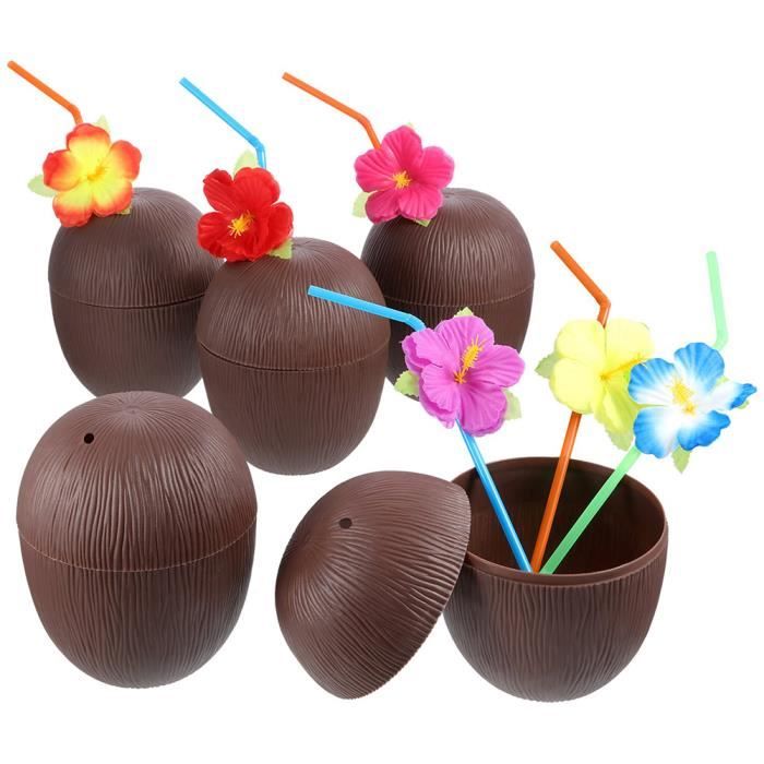 Omabeta Tasse de noix de coco Tasse en noix de coco pour Cocktails bouteille de boisson en plastique pour fête deco decors