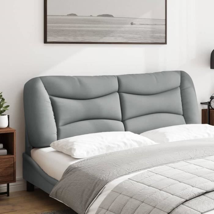 Coussin De Tête De Lit Velours - 140 Cm, Gris Foncé, Avec Bandes Auto-agrippantes