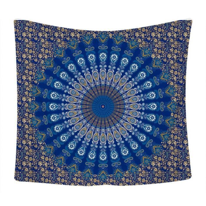 Tapisserie Murale Bohème 60x90 Cm - Motif Soleil Et Mandala De Feu (Neuve)
