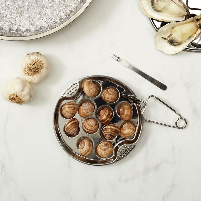 Assiette pour Escargots 12 Pièces 19cm Argent