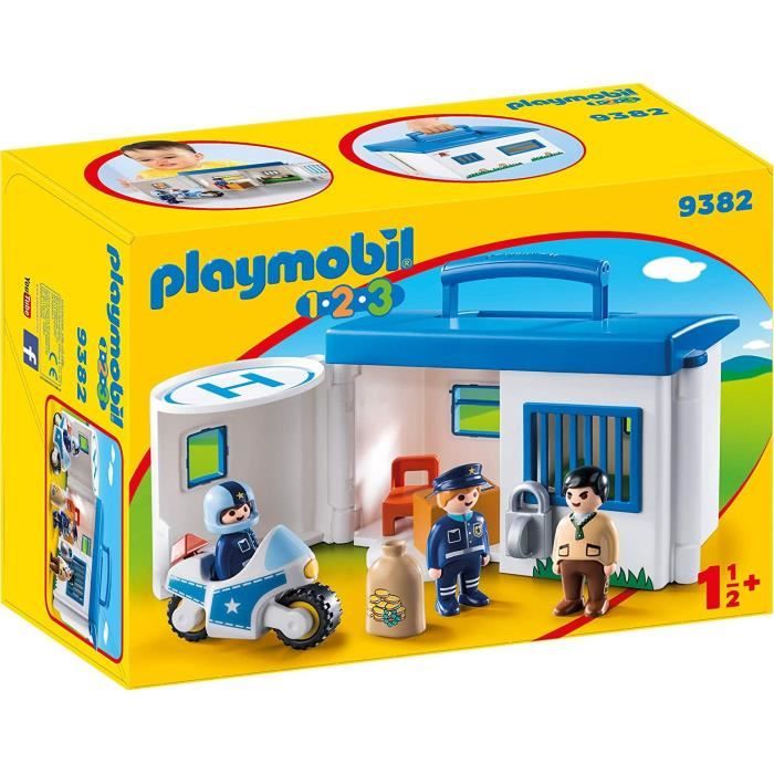 Playmobil 1 2 3 9382 Commissariat De Police Transportable Cdiscount Jeux Jouets