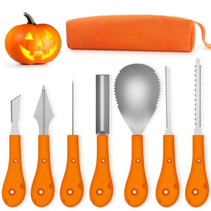 Kit Sculpture Citrouille Halloween Qintora - 7 Outils Pro En Acier Inox - Facile & Sécurisé Pour Décorer En Famille