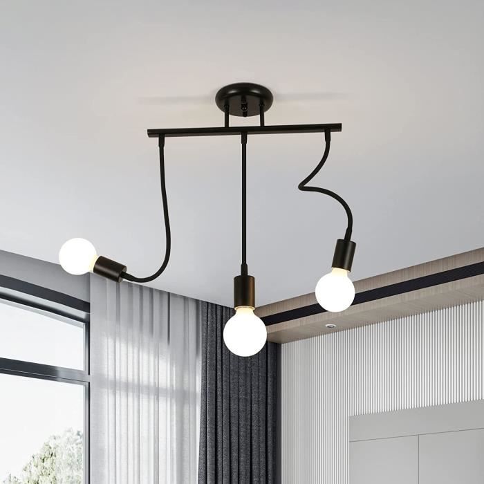 Plafonnier Hofstein 2 Spots – Design Moderne Bois Noir/marron – Luminaire Salon