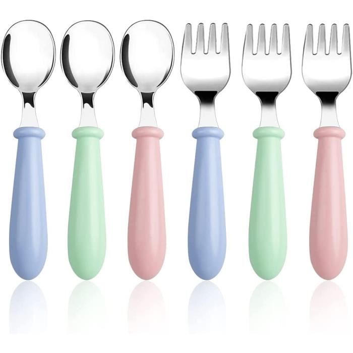 Set De 6 Couverts Enfant En Inox - 3 Fourchettes + 3 Cuillères Motif Ours, Argenté