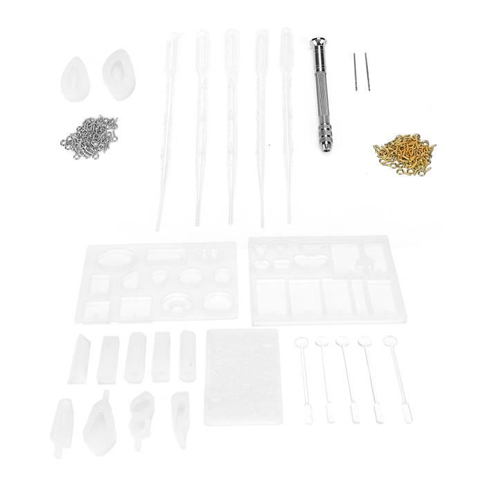 127 Pièces Kit Moules Silicone Résine + Outils - Fabrication Bijoux Pendentifs Bracelets Porte-clés