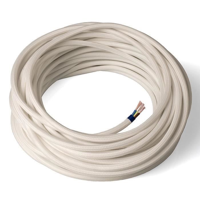 Câble Électrique Textile Couleur Rose Poudré, Rond, Soie, 5 Mètres