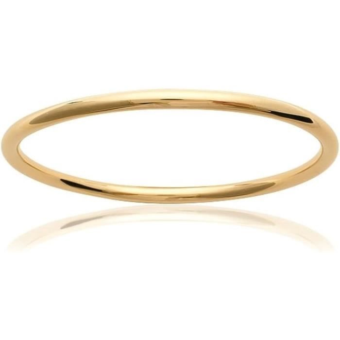 Bracelet Jonc Plaqué Or 18 Carats - Fil Rond 3 Mm, Taille 66, Neuf Avec étiquettes