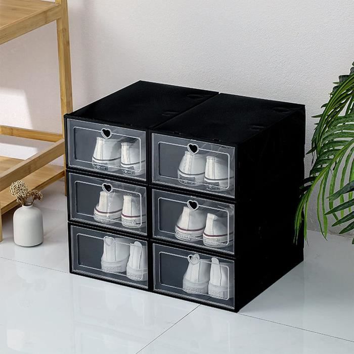 Boîte De Rangement à Chaussures WENKO – 36x36 Cm, Plastique Noir – Organisateur Pour Placard Ou Entrée