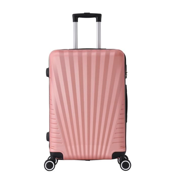 valise cabine 4 roues 55cm abs rose gold - elegance - trolley adc
