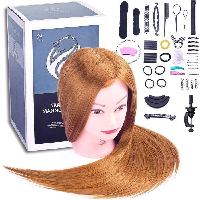 Neverland 71cm Tete a Coiffer Professionnel avec 60% Cheveux Humains Beige | Tête à Coiffer, Tête d'entraînement pour Salon et Formation de Coiffure avec Pince de Table et Accessoires de Coiffure Neverland 71cm Tete a Coiffer Professionnel avec 60% Cheveux Humains Beige | Tête à Coiffer, Tête d'entraînement pour Salon et Formation de Coiffure avec Pince de Table et Accessoires de Coiffure