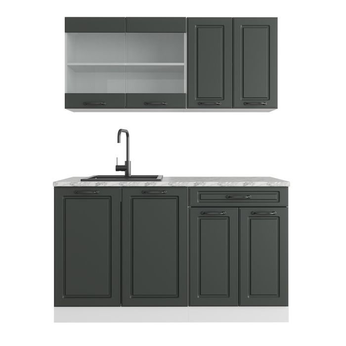 Cuisine R-Line 140cm sans PT Anthracite campagne/Blanc Vicco 37249