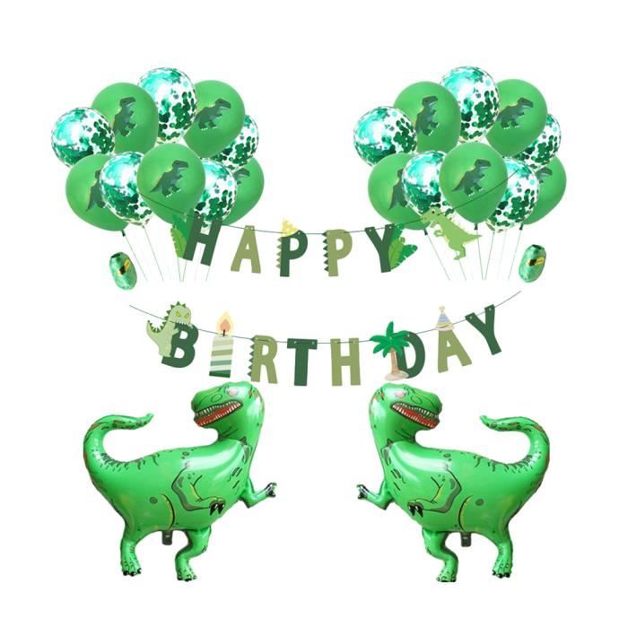 1 Set Bannieres Ballons Decor Dinosaure Sur Le Theme D Anniversaire Banniere Kit Dessin Ballon Decoratif Pompe Pour Ballon Cdiscount Maison