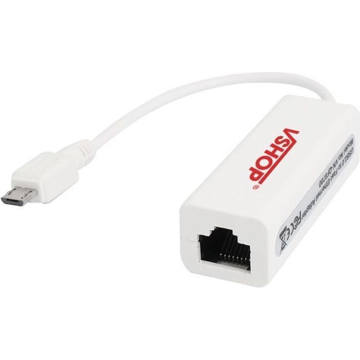 VSHOP® Adaptateur Ethernet port micro-USB 5 broches 10-100 mbit-s