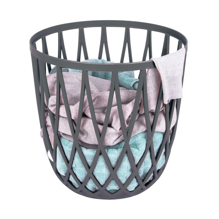 Wenko - Coffre à linge et Tabouret de salle de bains Omio - Anthracite