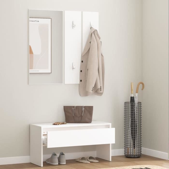 yosoo bancs coffres - ensemble de meubles de couloir blanc bois d'ingénierie - yos7734920189820 - fhe
