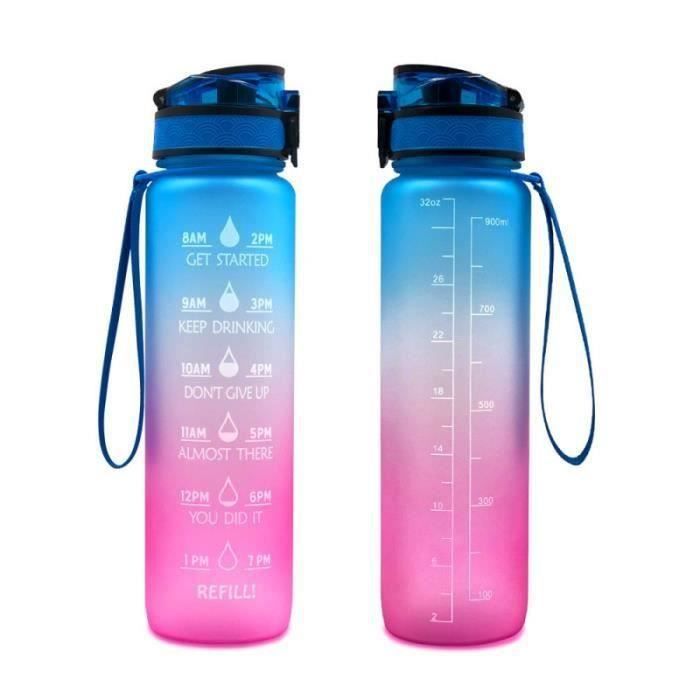 Gourde Sport 1000 ml - 1 litre Bouteille d'eau avec marqueur de temps