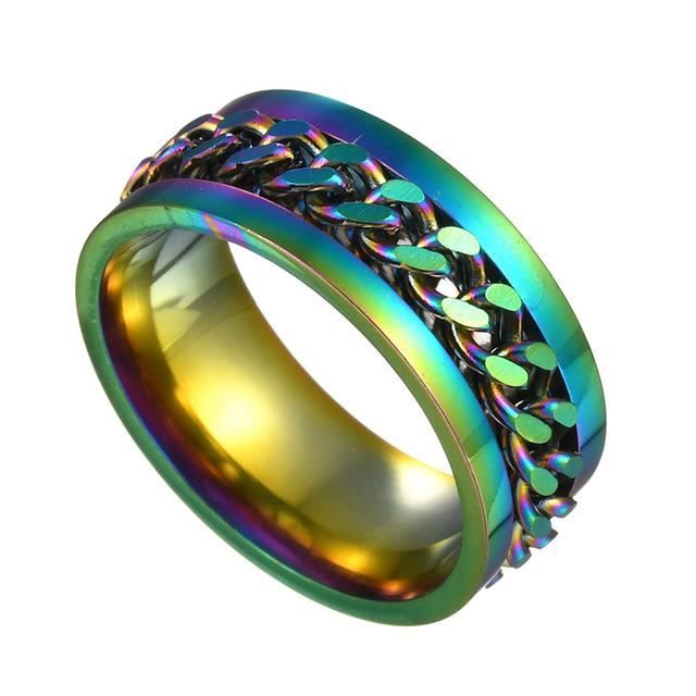 HIJONES Hommes Acier Inoxydable Chanceux Rotatif Dés Anneau Bague 8mm