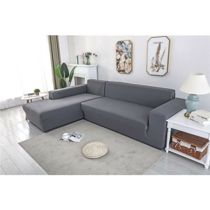 Housse de protection pour canapé dangle en polyester 3 + 2 places LD de luxe - gris