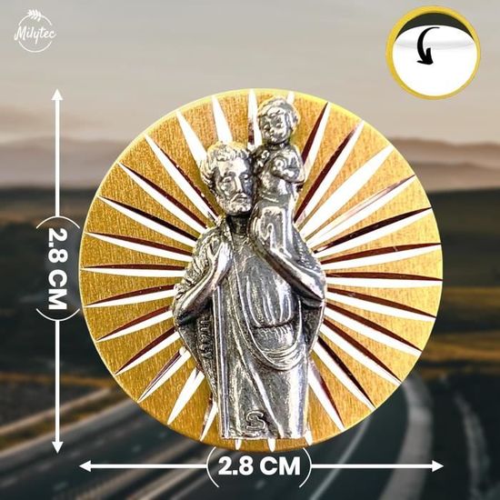 Porte-Clé Saint Christophe Pour Voyageurs - Protection Voiture/Moto - Cadeau Porte-Bonheur - Métal Argenté