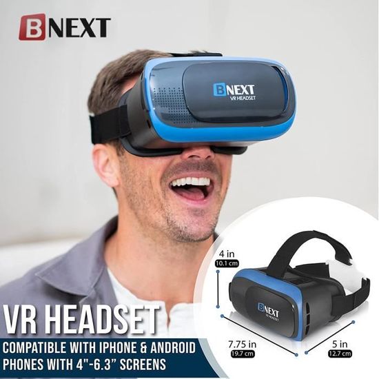 Casque Realite Virtuelle Casque VR Compatible avec iPhone Android Lancez Les Meilleures Applications Jeux et Regardez Vos video Cdiscount
