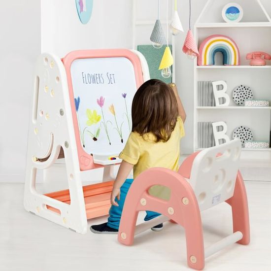 DREAMADE Ensemble De Table Et 4Chaises En Bois Pour Enfants, Pour Jouer