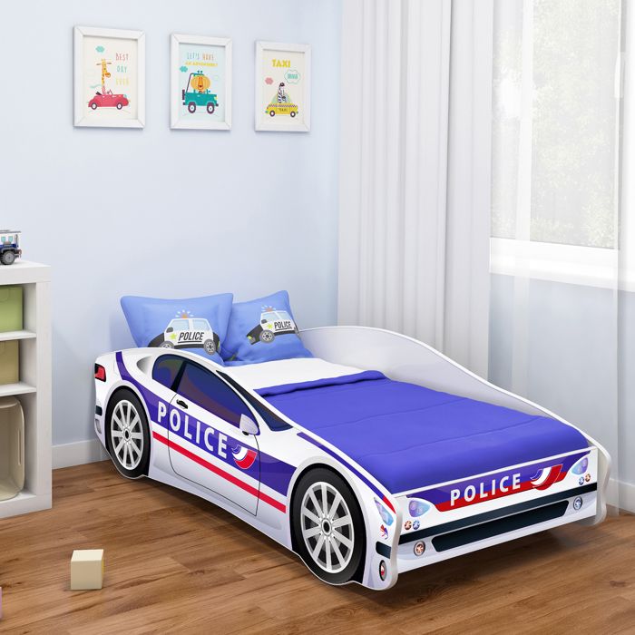 ACMA Kinderbed peuter met matras auto politie raceauto (160 x 80 cm