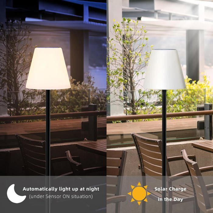 Lampadaire Solaire Extérieur NiceBuy - Dimmable, Multicolore RGB - Hauteur Réglable Jusqu'à 149cm - Charge USB Ou Solaire - IP44