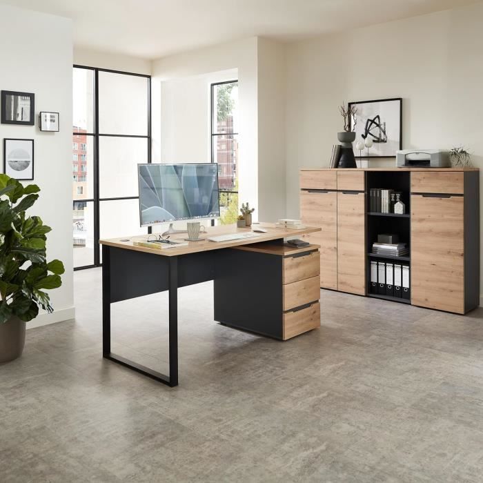Memphis Bureau Moderne Aspect chêne Artisan Graphite, avec Structure en ...