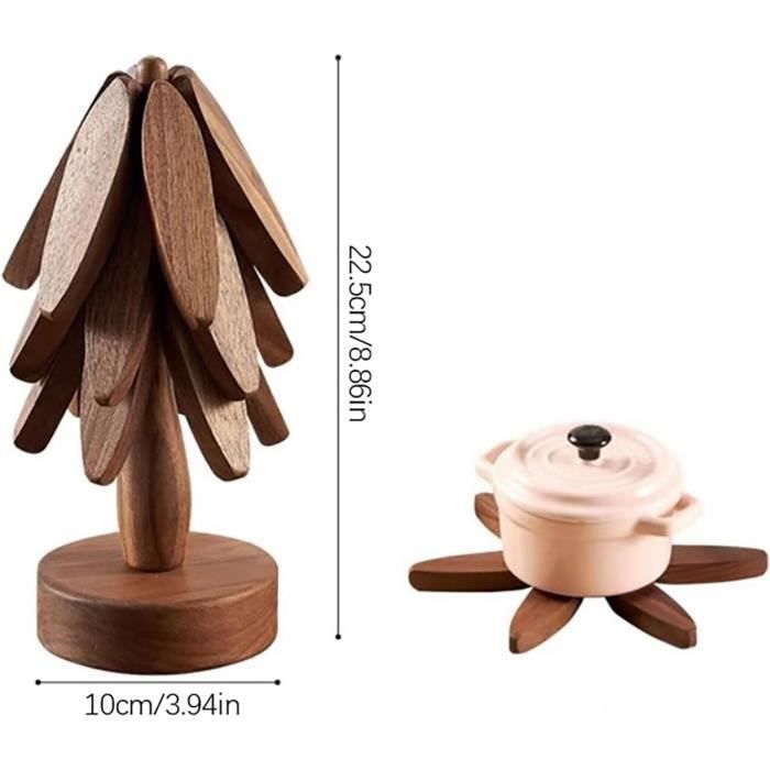 Mumisuto Dessous De Plat En Bois Pliable – 4 Pièces En Forme D'arbre, Antidérapants Et Isothermes