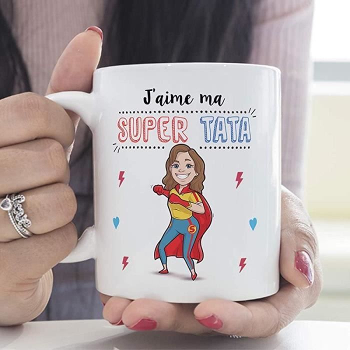 Mug - AZWIX - J39aime ma Super Tata - Céramique - 350 ML - Cadeau ...