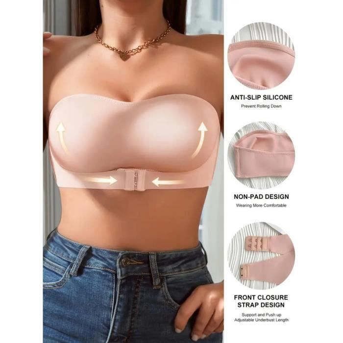 Soutien-gorge bandeau ECELEN Rose Sans armatures Sans
