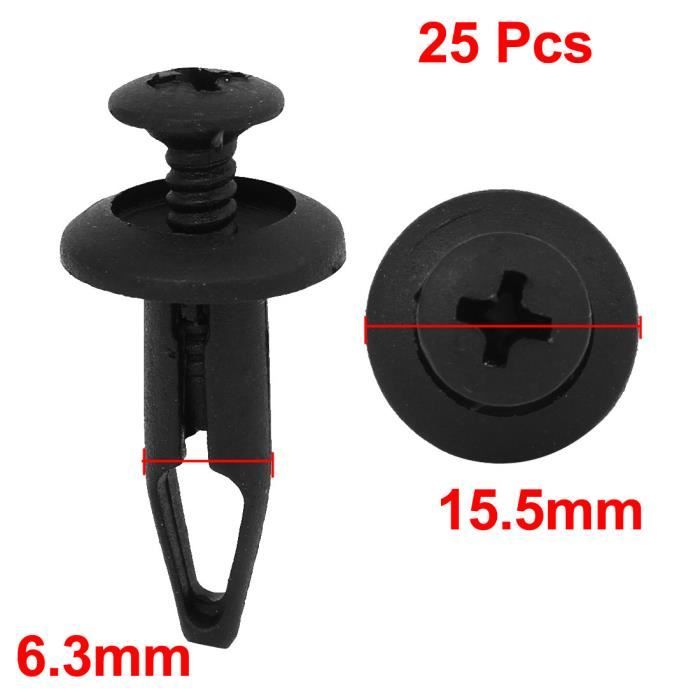 Rivets Plastique Noir Pour Voiture - Lot De 50 - Taille 5x9x11 Mm - Fixation Pare-chocs