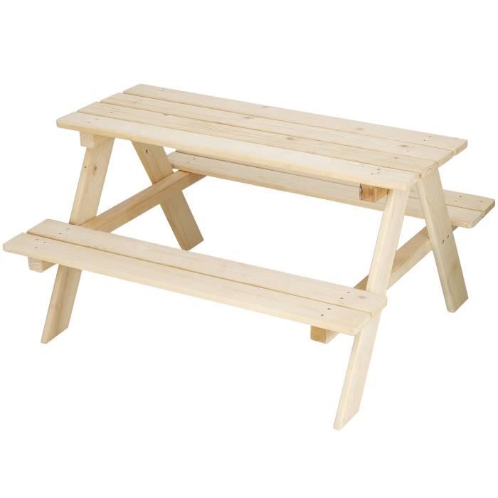 Table pique-nique enfant - en bois - 90x95xH50 cm - OOGarden