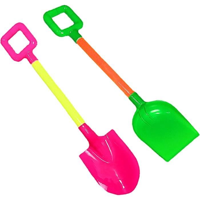 Dilabnda Lot De 2 Pelles De Plage – Manche En Bois 40 Cm, Tête ABS Robuste, Avec Filet De Rangement – Dès 3 Ans