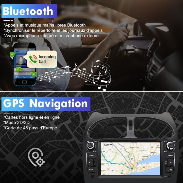 XMZWD pour Peugeot 206 2000-2022 Carplay, Autoradio Bluetooth avec écran  Tactile 6,2 Pouces Lien Miroir FM Prise en Charge De L'autoradio USB/U  Disque