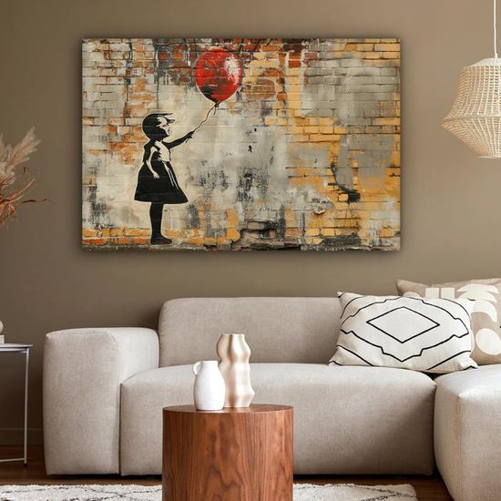 Tableau Toile Graffiti Rouge Et Noir ALTCIRNMD - Format 80x120 Cm Sans Cadre - Décoration Murale Moderne Salon Chambre, Style Industriel
