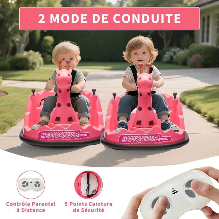 Auto Tamponneuse Télécommandée 2 Pièces – Voiture Drift Avec Lumières, Musique Et Figurines éjectables – Dès 3 Ans