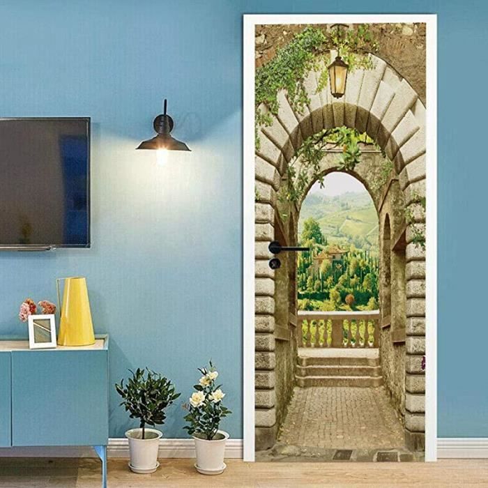 Autocollants De Porte 3D Trompe L'Oeil Jetée Vers La Mer - 95x215cm PVC Imperméable Amovible