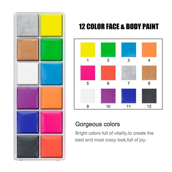 12 couleurs-Palette de peinture Linge pour enfants, lueur UV dans la nuit,  maquillage, visage, document struc - Cdiscount Jeux - Jouets